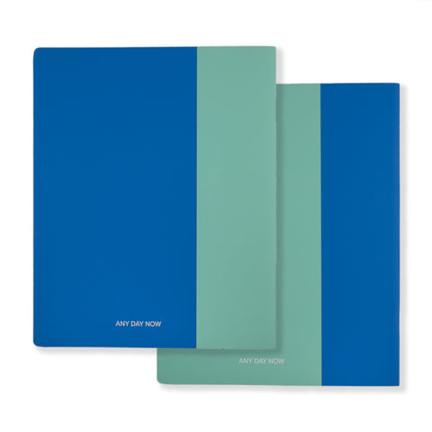 Soft Touch Notebooks Set of 2 Ruled A4 Cropped Mint and Blue