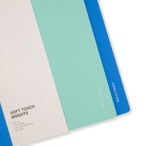Soft Touch Notebooks Set of 2 Ruled A4 Cropped Mint and Blue