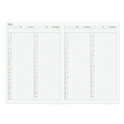 2026 Techo Original A6 Daily Planner English