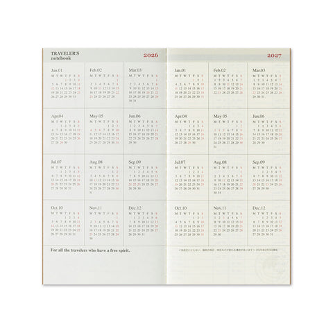 2026 Traveler's Notebook Diary Refill Weekly Large