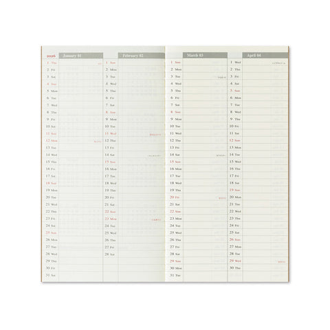 2026 Traveler's Notebook Diary Refill Weekly Large