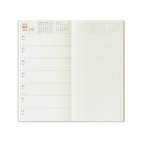 2026 Traveler's Notebook Diary Refill Weekly Large
