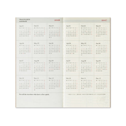 2026 Traveler's Notebook Diary Refill Weekly Large