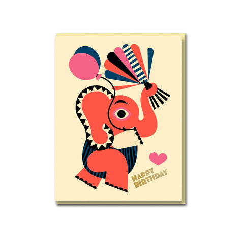 Elephant Party Birthday Greeting Card