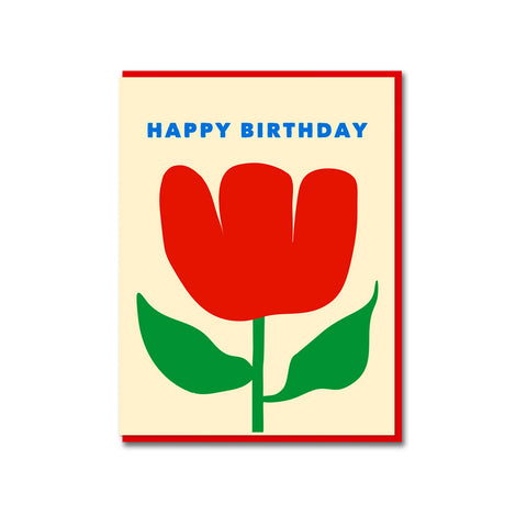 Red Tulip Birthday Greeting Card