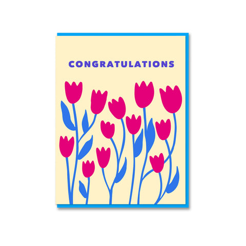 Pink Tulip Congratulations Greeting Card