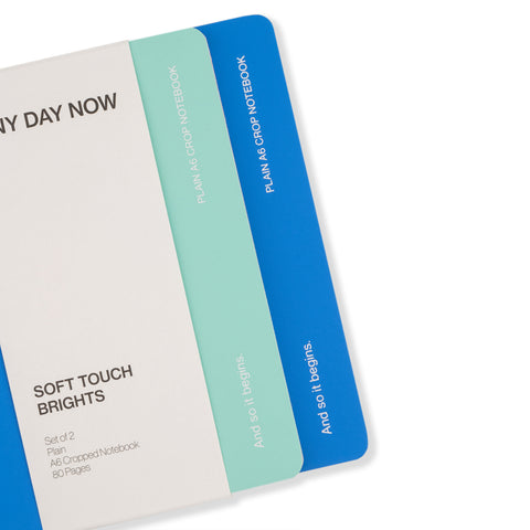 Soft Touch Notebooks Set of 2 Plain A6 Cropped Blue and Mint