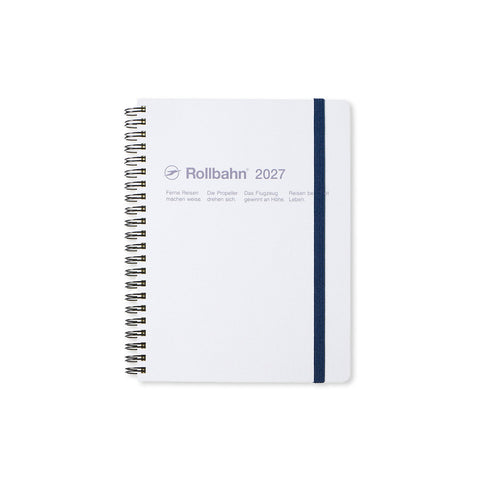 2027 Rollbahn Monthly Diary A5 Metallic Pearl White