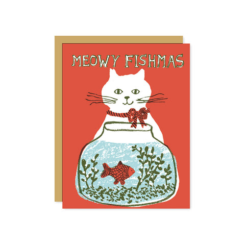 Meowy Fishmas Cat Greeting Card