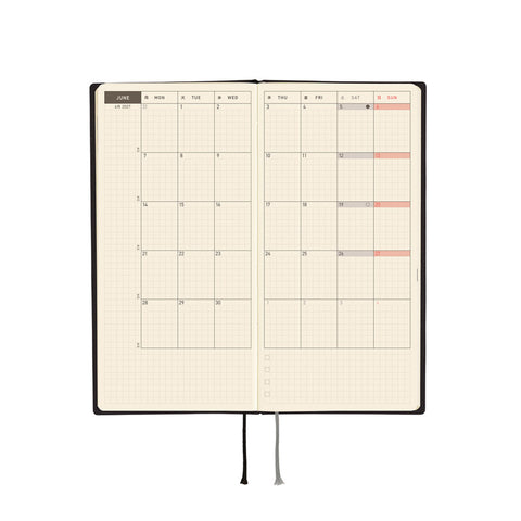 2027 Techo Weeks Planner White Line Black