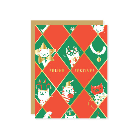 Feline Festive Cats Greeting Card