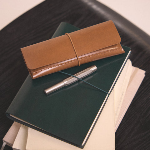 Recycled Leather Pen Case Camel