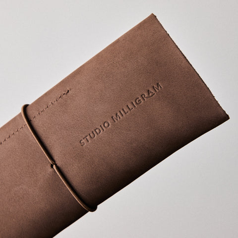 Chocolate Nubuck Leather Pen Case