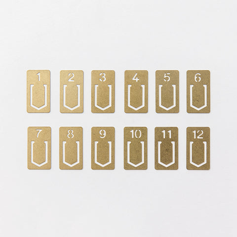 Brass Number Clips Set of 12