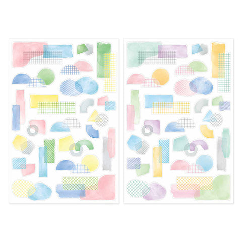 Collage Watercolour Motif Sticker Sheets Set of 2