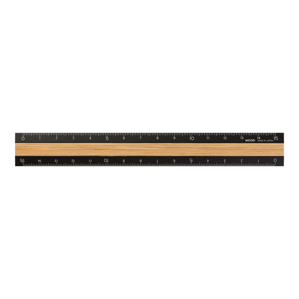 Midori Aluminium Ruler with Wood Insert 15cm – Milligram