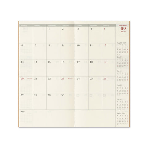 Traveler's Notebook 2027 Diary Refill Monthly