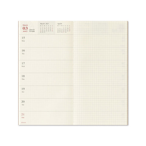 Traveler's Notebook 2027 Diary Refill Weekly + Memo