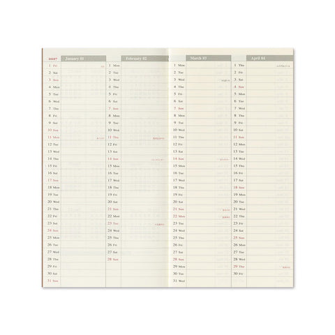 Traveler's Notebook 2027 Diary Refill Weekly Vertical