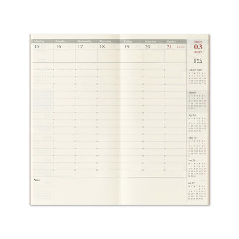 Traveler's Notebook 2027 Diary Refill Weekly Vertical