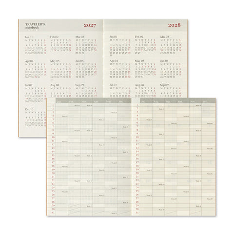 Traveler's Notebook 2027 Diary Refill Monthly