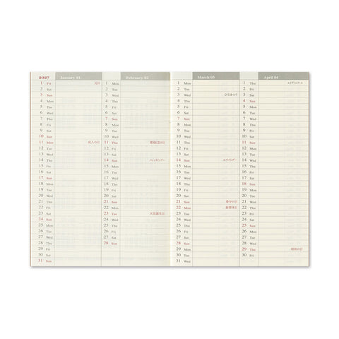 Traveler's Notebook 2027 Diary Refill Weekly