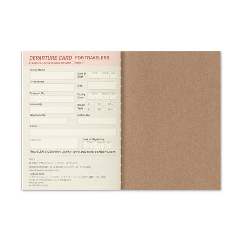 Traveler's Notebook 2027 Diary Refill Weekly