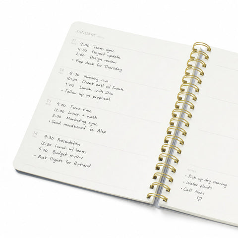 2027 Petals in Check Spiral Weekly Diary