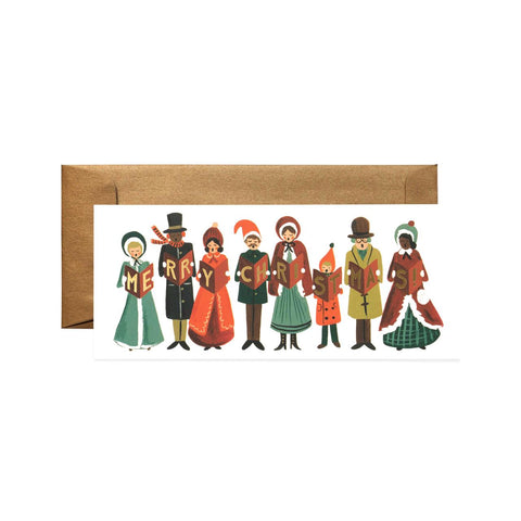 Carolers Christmas Long Greeting Card