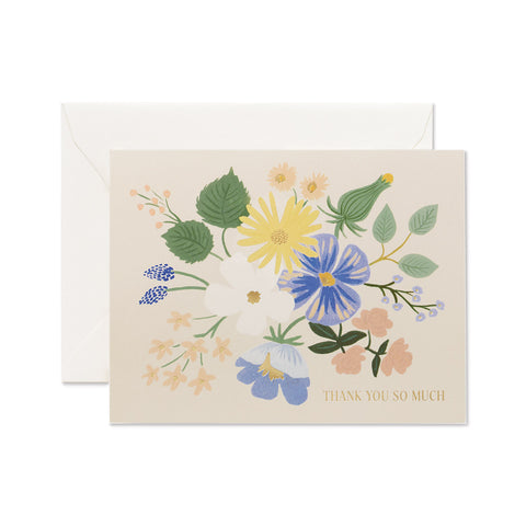 Garden Party Blue Thank You Greeting Card