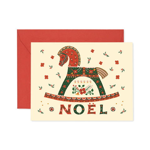 Noel Rocking Horse Greeting Card