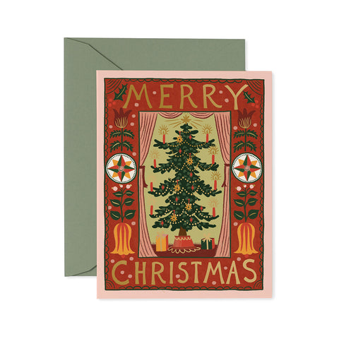 Folk Christmas Tree Greeting Card