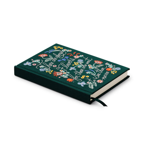 There Are Always Flowers Embroidered Fabric Journal