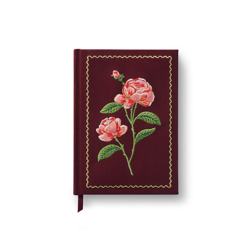 Roses Embroidered Fabric Journal