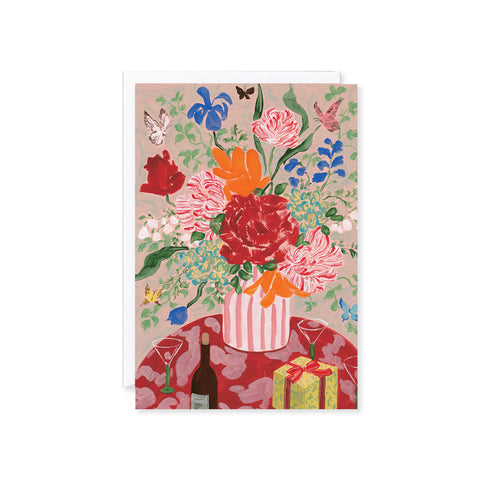 Birthday Bouquet & Champagne Greeting Card