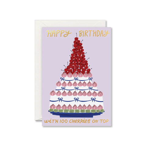 100 Cherries Happy Birthday Greeting Card