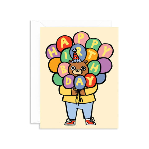 Happy Birthday Bear & Balloons Greeting Card