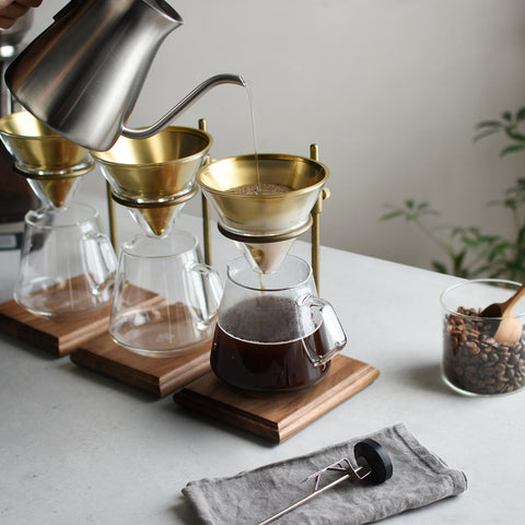 SCS Brass Pourover Coffee Stand Set