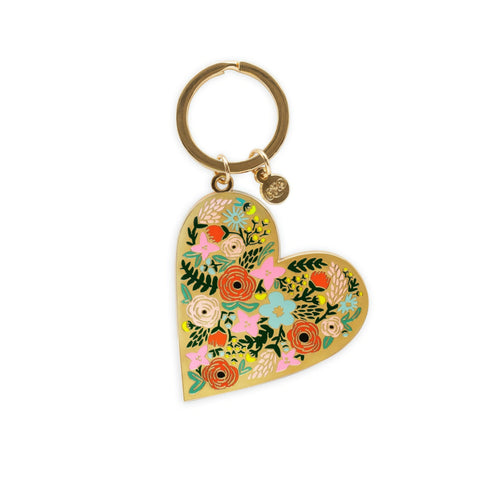 Floral Heart Enamel Keychain