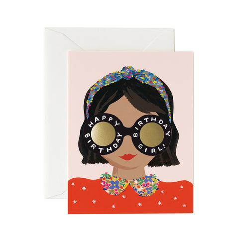 Headband Birthday Girl Greeting Card