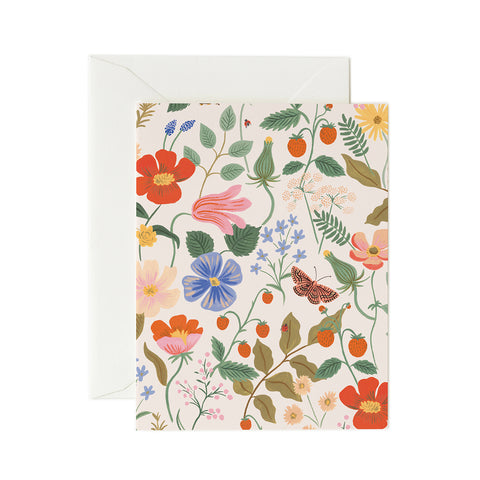 Strawberry Fields Cream Greeting Card