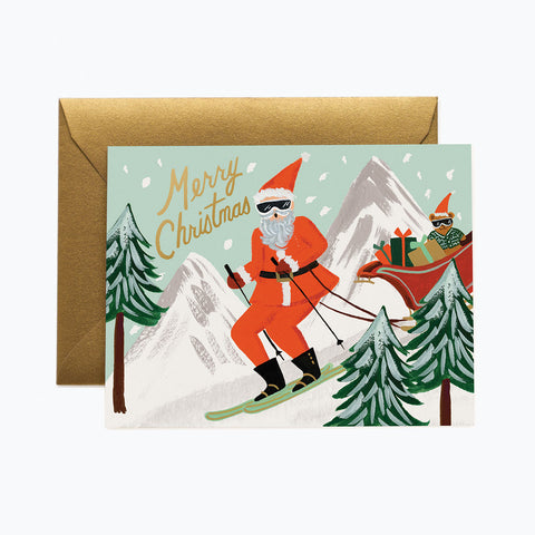 Skiing Santa Greeting Card